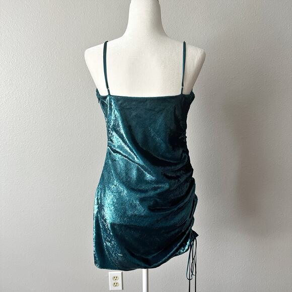 Cinq a Sept Shiny Astrid Mini Dress Women’s Size 6 Teal Topaz NEW - Picture 4 of 11